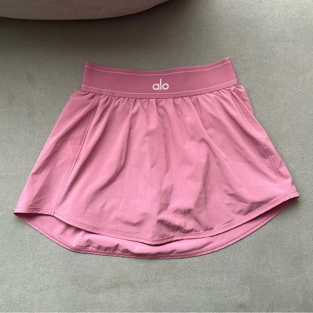 Alo Yoga Match Point Tennis Skirt Pink Wild Rose XS